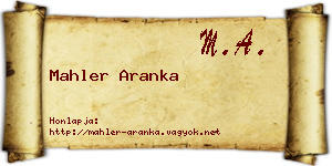 Mahler Aranka névjegykártya